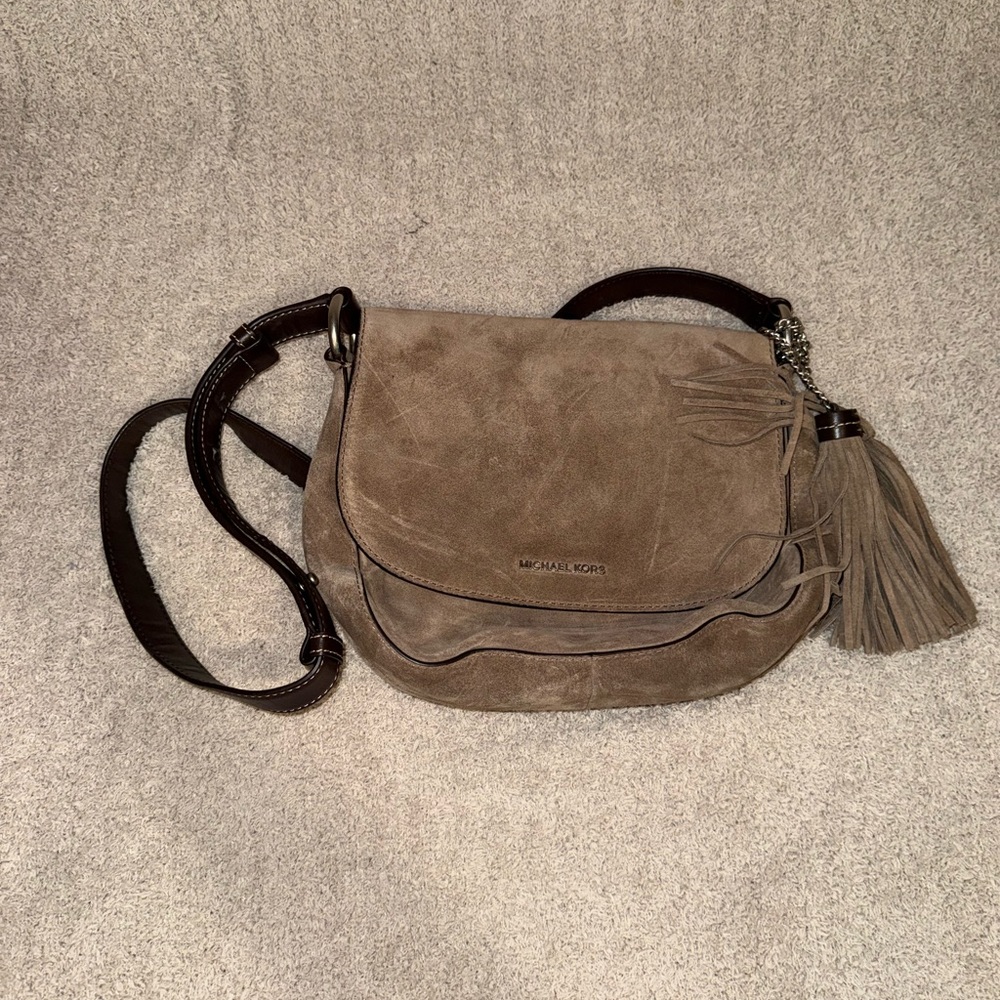 Michael Kors Brown Suede Crossbody Bag